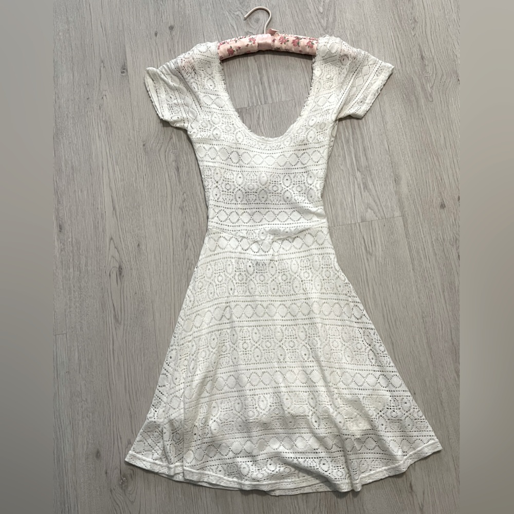 Ocean Drive Womens Crochet Mini A Line tie back dress